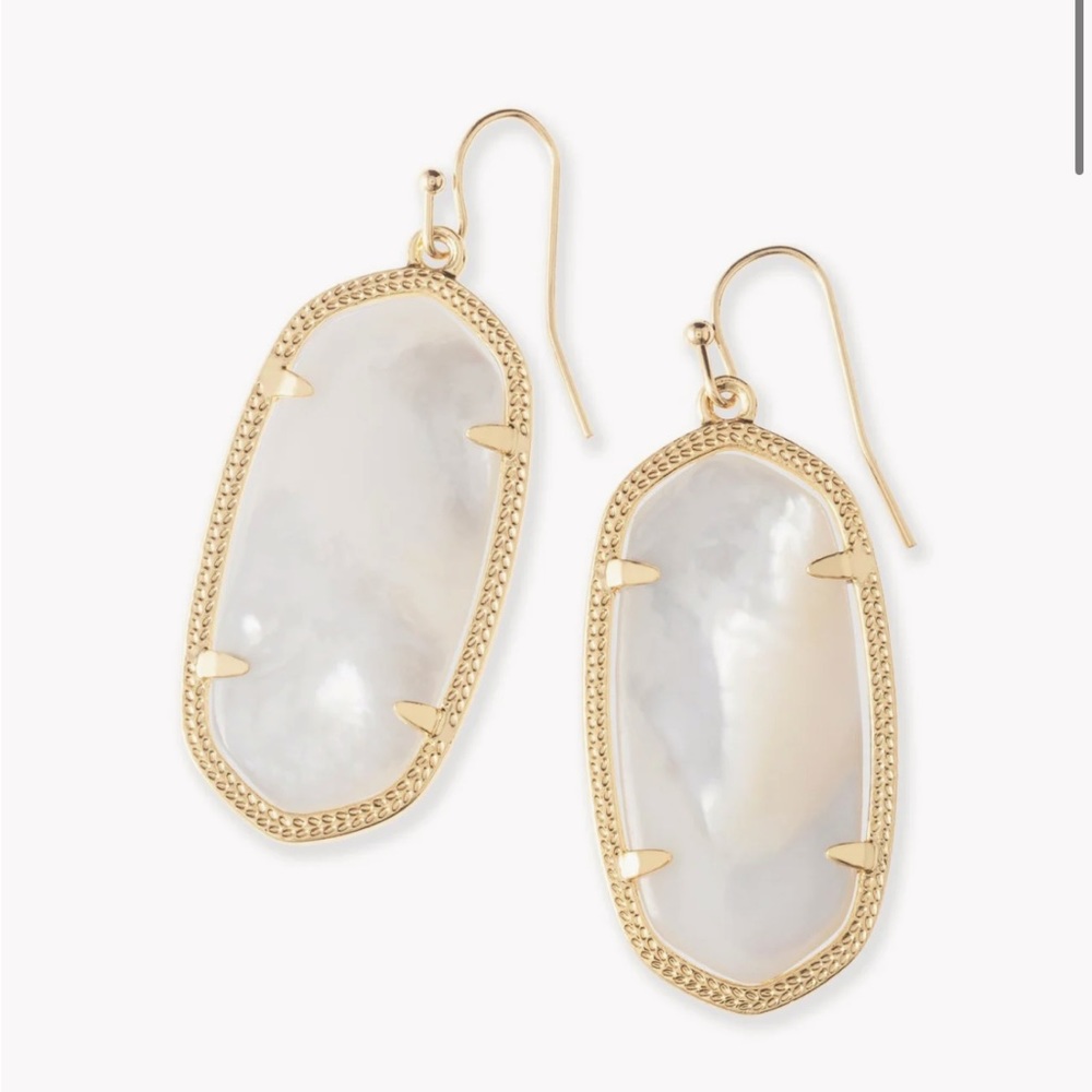 Kendra Scott White Mother-of-Pearl Gold Framed Danielle Drop Earrings